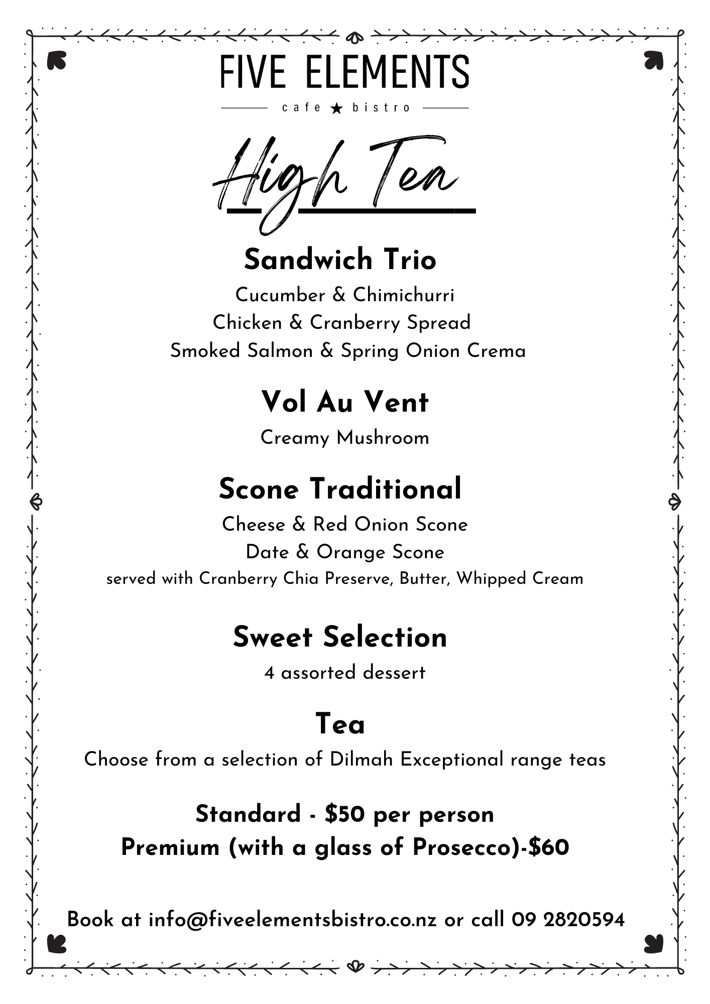 High Tea Menu